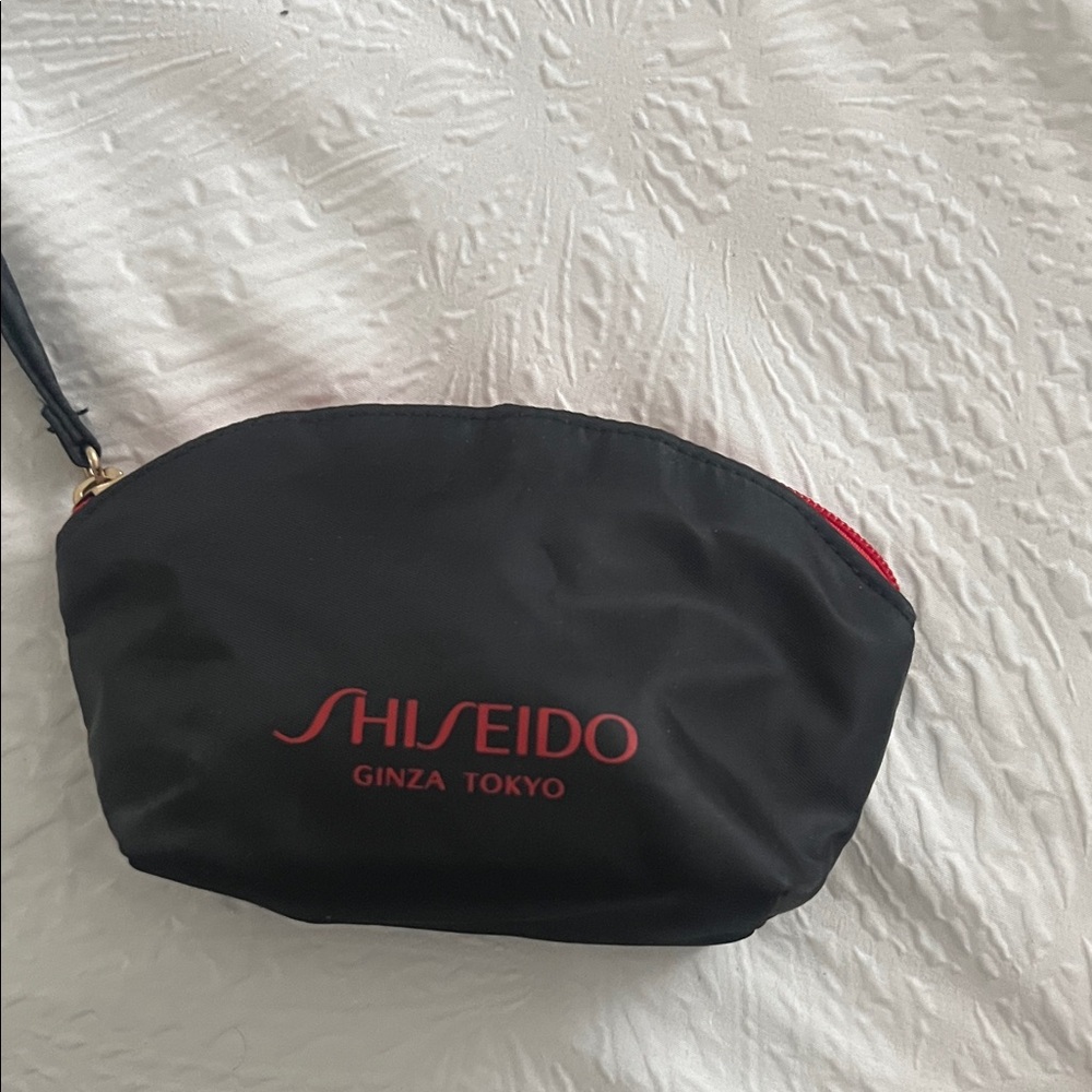 Shiseido Black and Red Cosmetic Bag